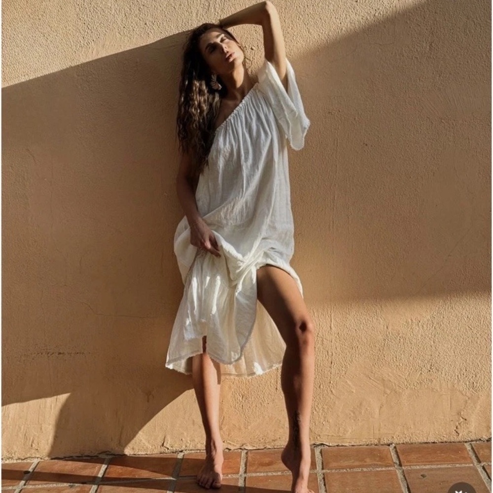 ZARA ZW COLLECTION 100% LINEN ASYMMETRIC DRESS